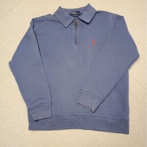Blue Polo Quarter Zip Collared Sweatshirt in Youth Size M 12-14